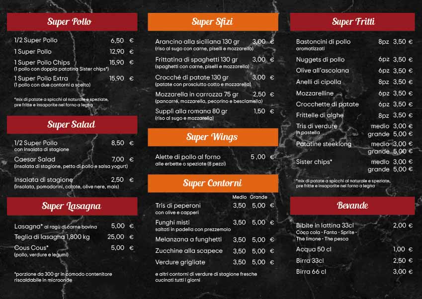menu Tony Super Pollo web social grafica
